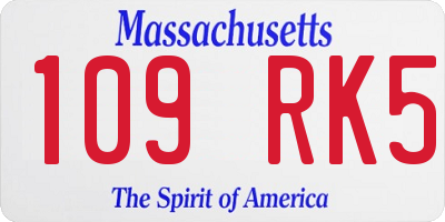 MA license plate 109RK5
