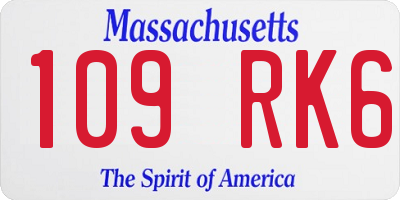 MA license plate 109RK6