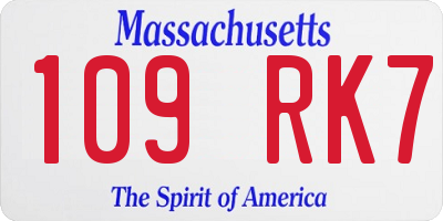 MA license plate 109RK7