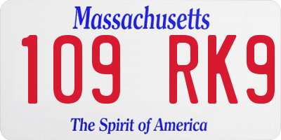 MA license plate 109RK9