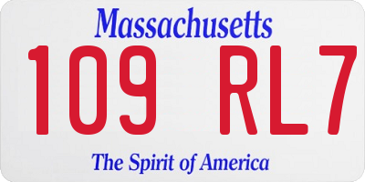 MA license plate 109RL7