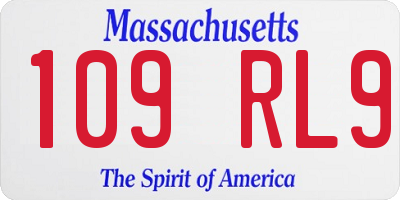MA license plate 109RL9