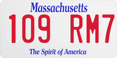 MA license plate 109RM7