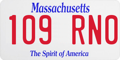 MA license plate 109RN0