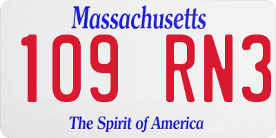 MA license plate 109RN3