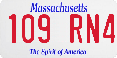 MA license plate 109RN4
