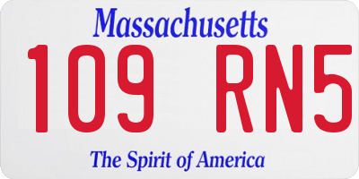 MA license plate 109RN5