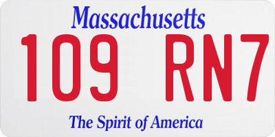 MA license plate 109RN7