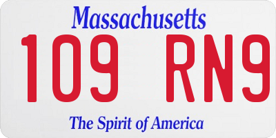 MA license plate 109RN9