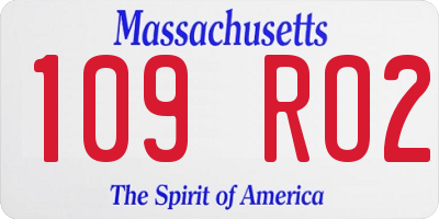 MA license plate 109RO2