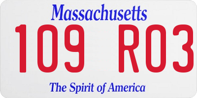 MA license plate 109RO3