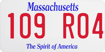 MA license plate 109RO4