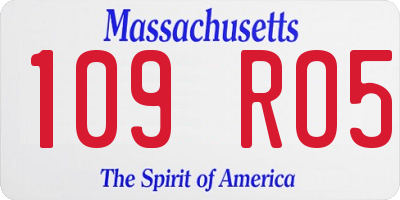 MA license plate 109RO5