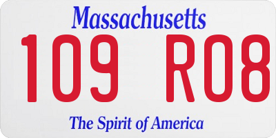 MA license plate 109RO8