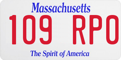 MA license plate 109RP0