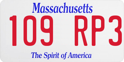 MA license plate 109RP3