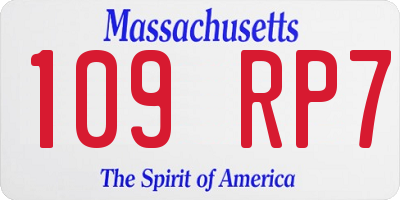 MA license plate 109RP7