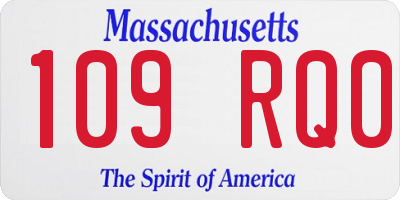 MA license plate 109RQ0
