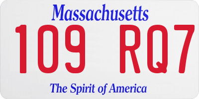 MA license plate 109RQ7