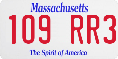 MA license plate 109RR3