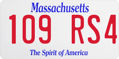 MA license plate 109RS4