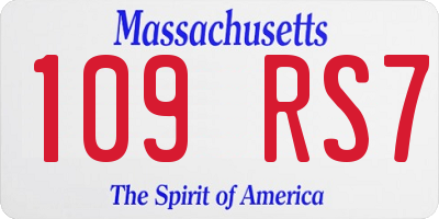 MA license plate 109RS7