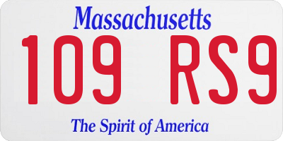 MA license plate 109RS9