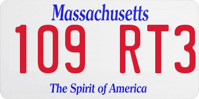 MA license plate 109RT3