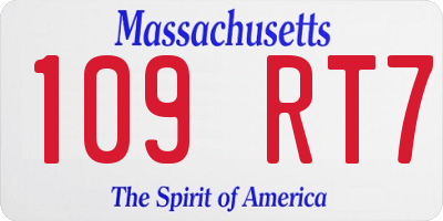 MA license plate 109RT7