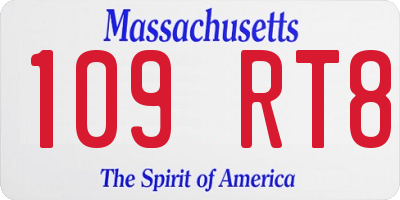 MA license plate 109RT8
