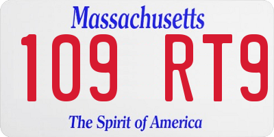 MA license plate 109RT9