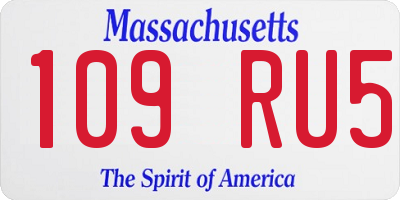 MA license plate 109RU5