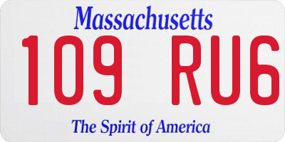 MA license plate 109RU6