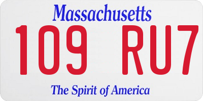 MA license plate 109RU7
