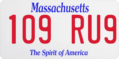 MA license plate 109RU9