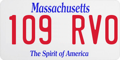 MA license plate 109RV0