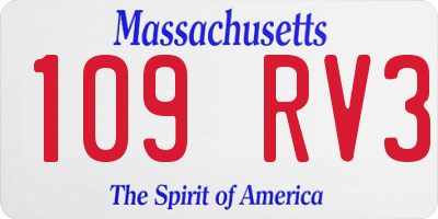 MA license plate 109RV3
