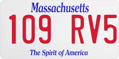 MA license plate 109RV5