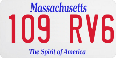 MA license plate 109RV6