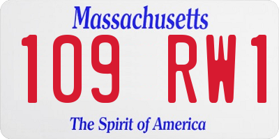 MA license plate 109RW1