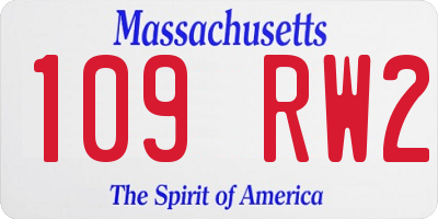 MA license plate 109RW2