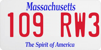 MA license plate 109RW3