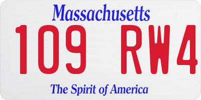 MA license plate 109RW4
