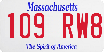 MA license plate 109RW8