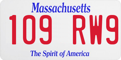 MA license plate 109RW9