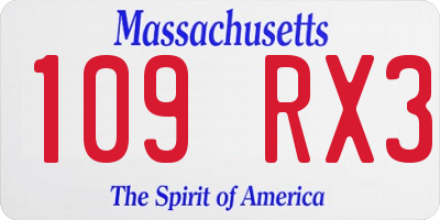 MA license plate 109RX3