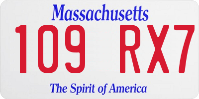 MA license plate 109RX7