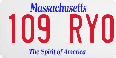 MA license plate 109RY0