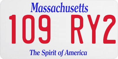 MA license plate 109RY2