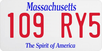 MA license plate 109RY5